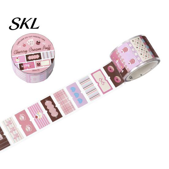 Soft Color Tape Writable Labels Washi Roll, Decorative Patterns Art Craft Smudge Proof Sticker Masking for Scrapbook, Journals, Planners, Card Making