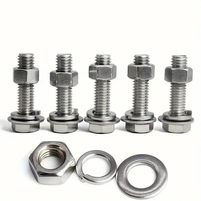 560-piece stainless steel hex bolt, nut, spring, and washer set, M3, M4, M5, and M6, lengths ranging from 10mm to 40mm.