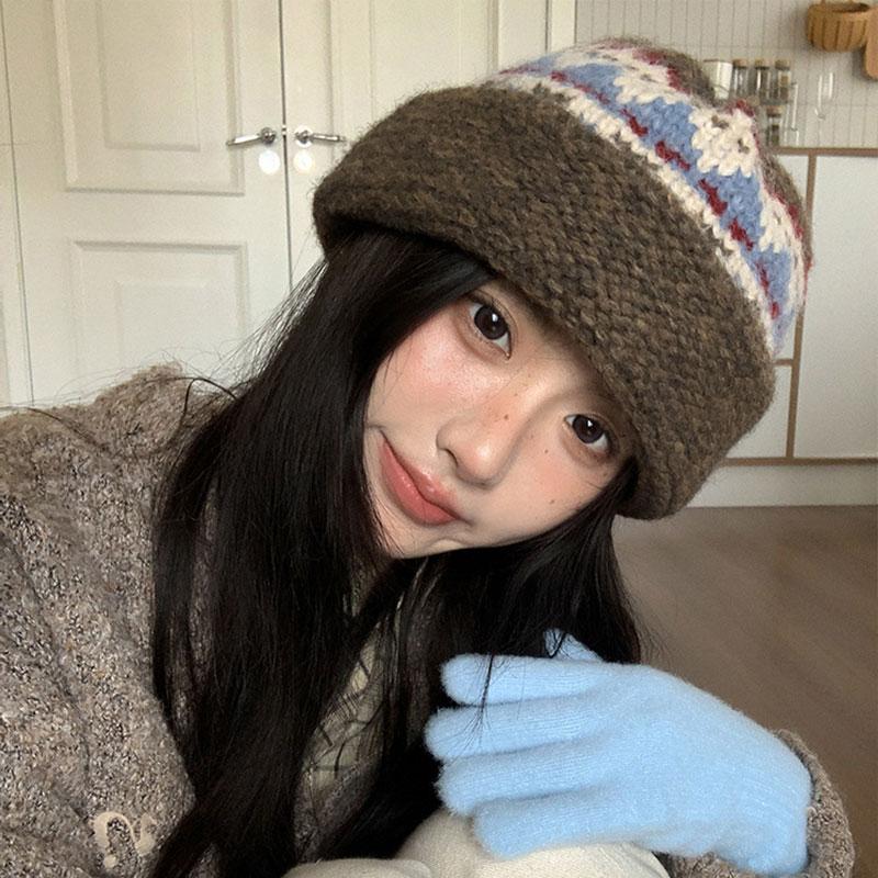 Retro Jacquard Knitted Beanies Cap For Men&Women Winter Warm Unisex Hooded Hat Balaclava Caps Outdoor Ski Beanie Cold Hat Bonnet