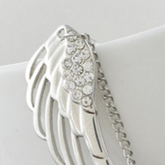 1 Pair Women Drop Earrings Smooth Faux Crystal Solid Color Wing Shape Long Tassel