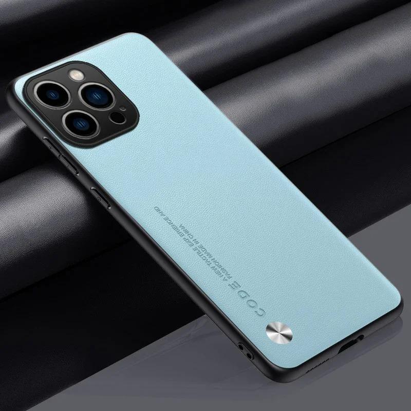 EUCAGR Роскошный чехол для телефона из ПУ-кожи для iPhone 17 Pro Max 17E 16E 15 14 13mini 12 Pro Max Однотонная кожаная ударопрочная мягкая задняя крышка