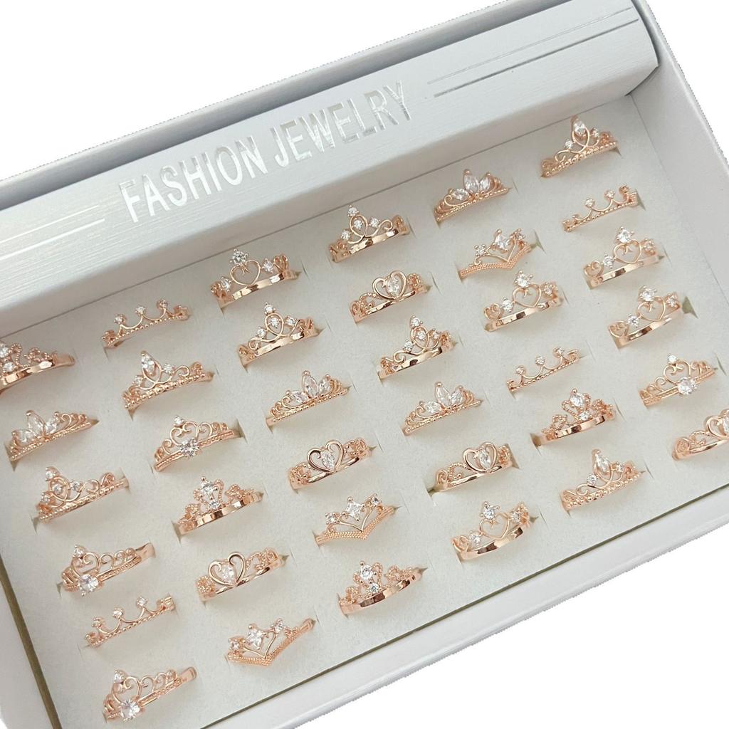 10Pcs Crown-shaped ring for women, simple design, open style, adjustable finger ring
