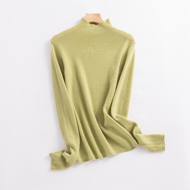 Fluffy and Light, Semi-turtleneck Slim-fitting Versatile Inner Wool Sweater, Women's Fashion Temperament Full Wool Bottoming Shirt