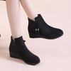 Ladies Shoes On Sale 2024 New Zipper Autumn Women's Boots Round Toe Solid Flock Butterfly-knot Retro Increase Height Boots