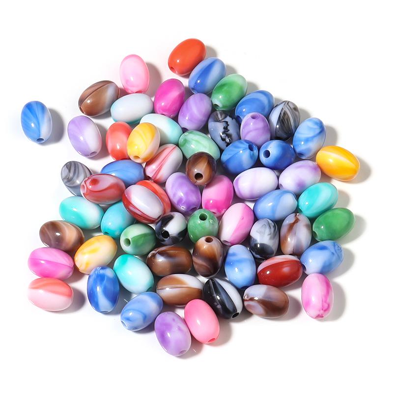 20Pcs Irregular Resin Beads Colored Ink Painting Flat Round Oval Large Hole Beads For DIY Craft Bracelet Jewelry Gift Wholesale