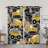 2 шт. штор с принтом инженерной техники, подходят для украшения спальни, гостиной, кухни, украшения дома, оформления окон