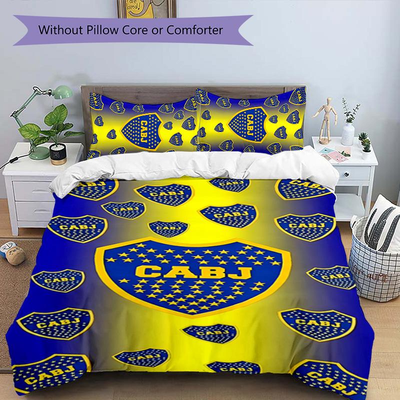 3pcs Club Atlético Boca Juniors pattern bedding set duvet cover set includes duvet cover &pillowcases,perfect all season bedroom decoration&gift
