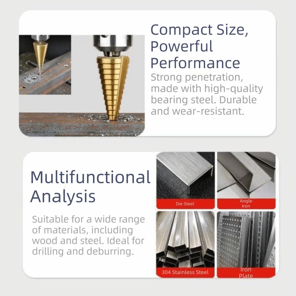 3Pcs Multiple Hole Sizes Step Drill Bit Set High Speed Hole Cutter Step Drill Bit Woodworking