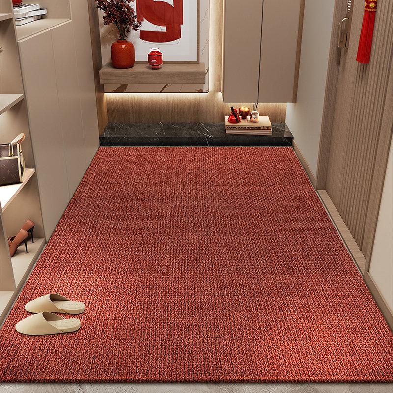 Red Plush Carpet Door Mat Non Slip Cuttable Welcome Doormat For Home Entryway Entrance Porch High End Festive Floor Mat