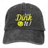 Pickleball Just Dink It Print Baseball Cap for Men Women Adjustable Pickle Ball Hat Unisex Casual Denim Cap
