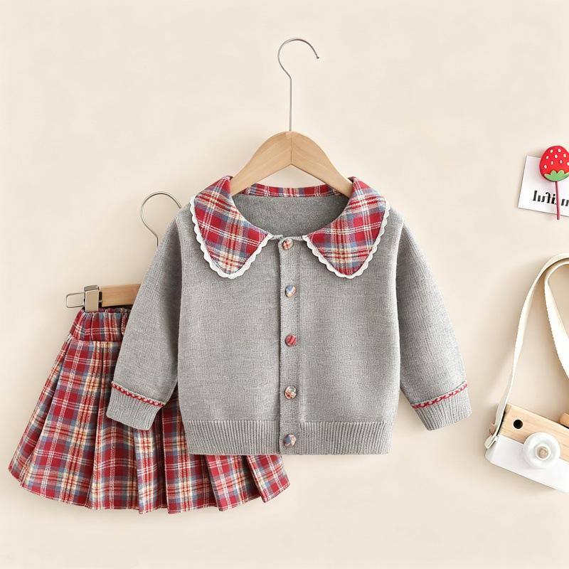 Boys Girls Knit Sweater Single Top / 2Pcs Set Soft Knitted Fabric Warm Children Casual Outfit For Daily Wear