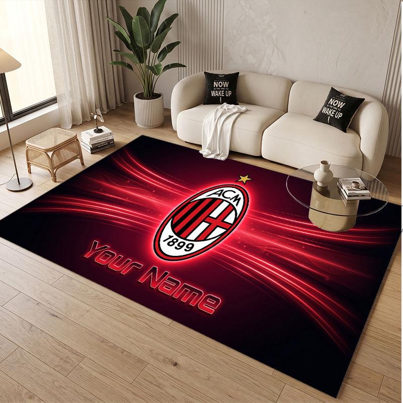 Custom Rug AC Milan Pattern Print Name Text Soft Non‑Slip Floor Carpet for Home Indoor Decoration