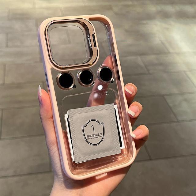 Роскошный прозрачный чехол для телефона с подставкой для iPhone 15 14 13 Pro Max 14 15 Plus с держателем и защитой объектива камеры, противоударный чехол