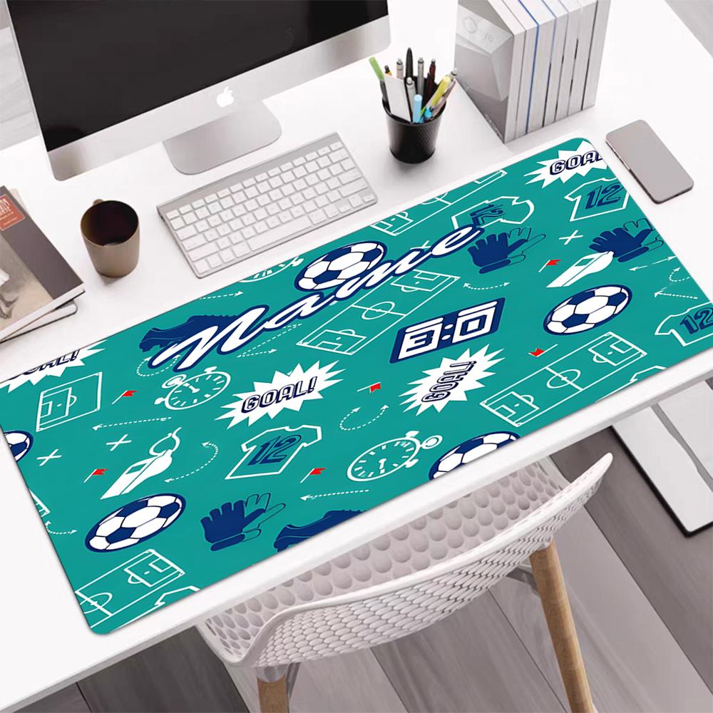 Custom Name Soccer Theme Mouse Pad, Non Slip Rubber Base, Multifunctional Office & Home Decor, Perfect for Workspace Personalization.