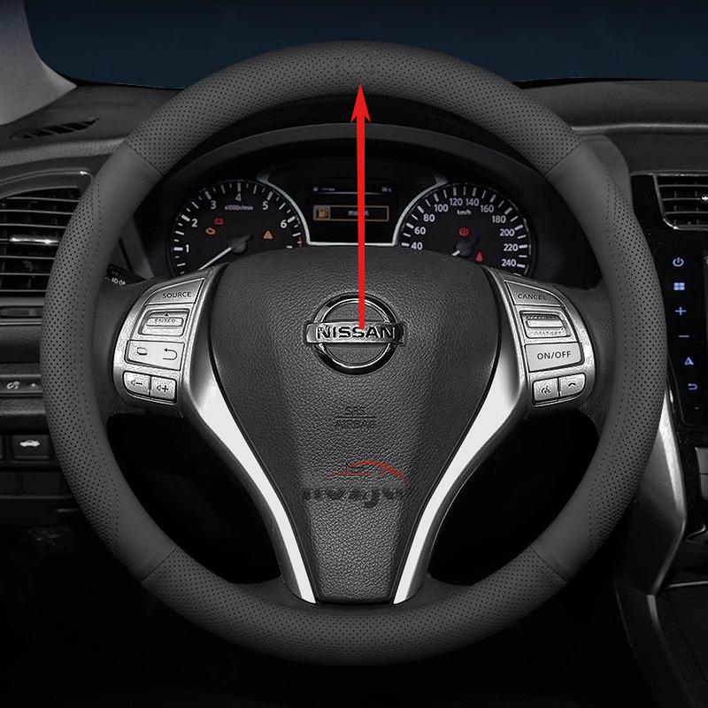 Leather Car Steering Wheel Cover for Nissan Patrol Tiida NP300 Frontier NV200 Navara Accessories