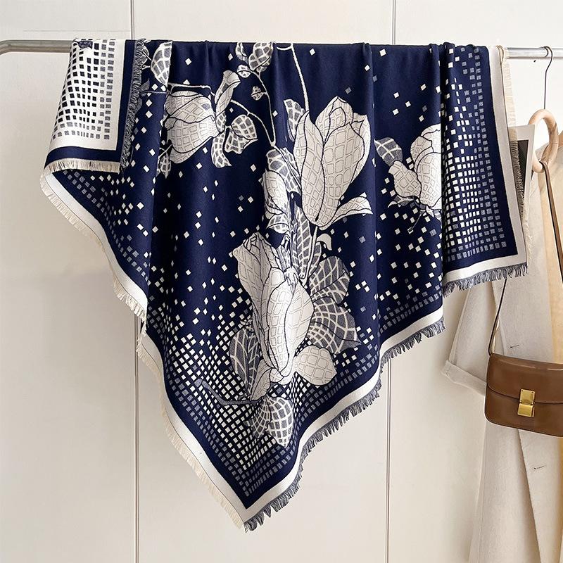 Fashion Printed Imitation Cashmere Warm And Cold Student Dual-Purpose Shawl Age-Reducing Scarf Women