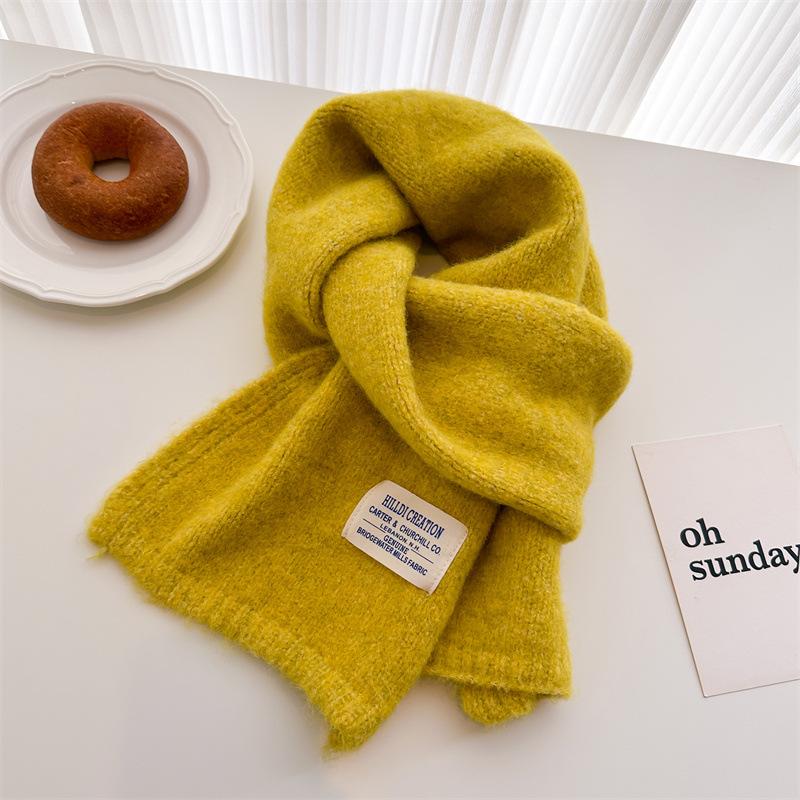 2024 Autumn/Winter New Solid Color Wool Knitted Scarf Medium Long Shawl Neck Versatile Warm For Women