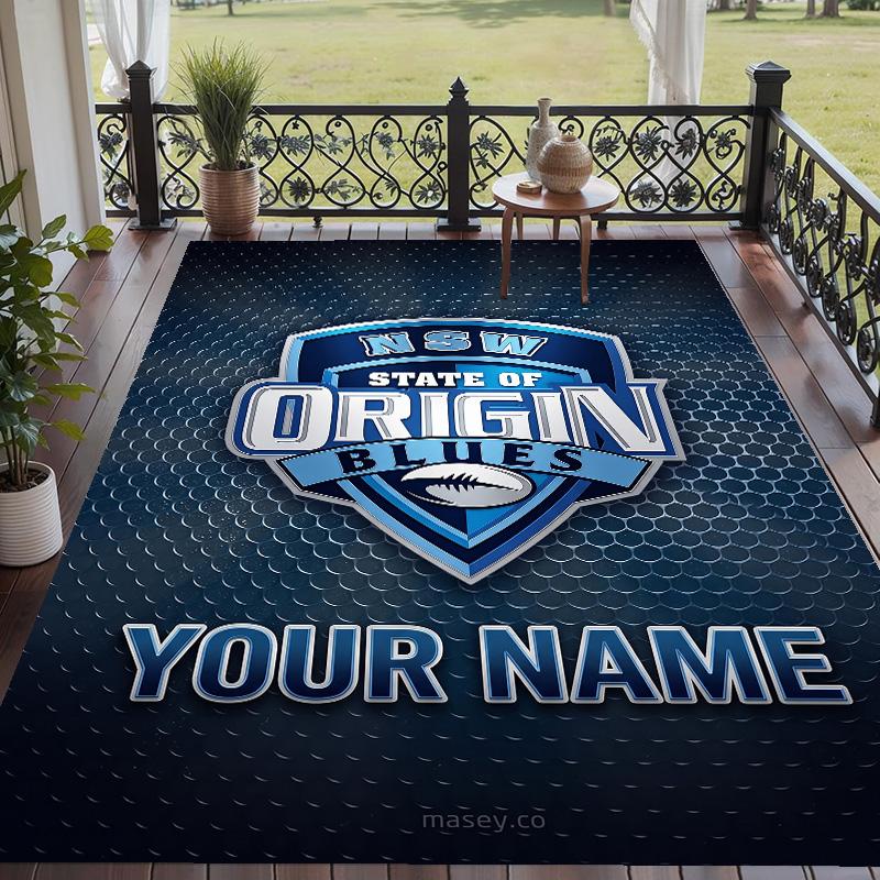 Custom Text Printed Rug NSW Blues logo Non Slip Floor Carpet For Home Room Decor