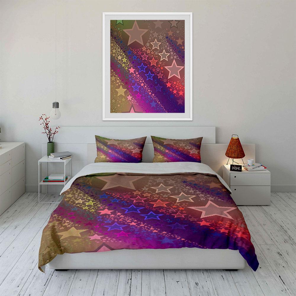 Colorful Starry Pattern Bedding Bedding Duvet Cover Set Duvet Cover Pillowcases (1 * Duvet Cover 2 * Pillowcases, without duvet insert)