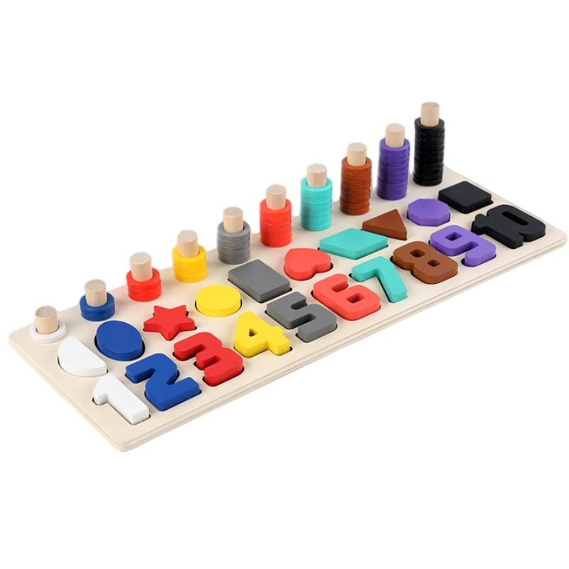 Interactive Wooden Counting Board Magnetic Fishing Game Cognitive Development Shape Recognition 45cm 19.5cm 5cm