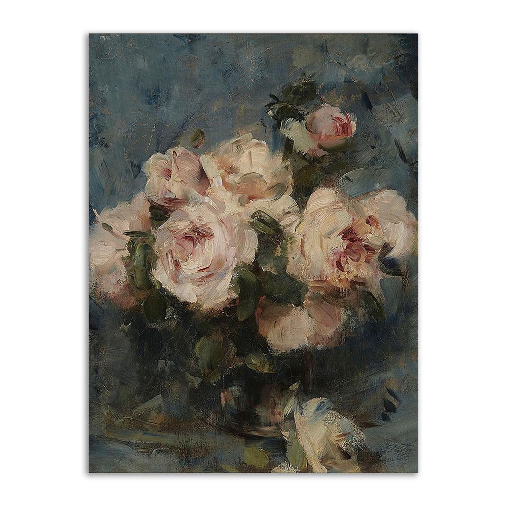 Moody Flower Canvas Painting Vintage Botanical Poster And Print Still Life Dark Flower Wall Art Picture Decoration Room Home Art