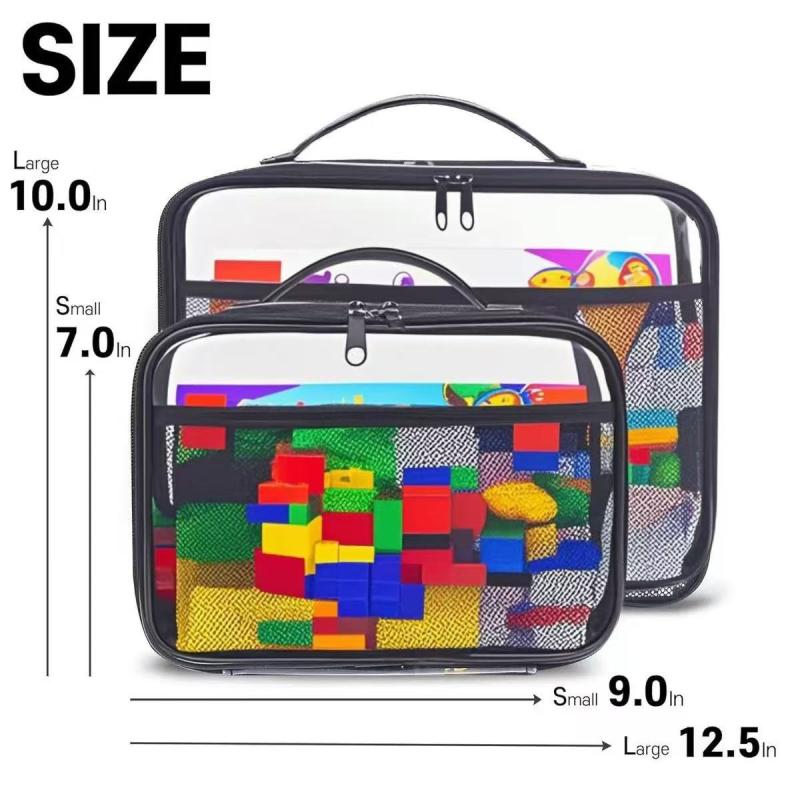 Large Capacity Pvc Transparent Mesh Storage Bag Zipper Bag Waterproof Makeup Storage Bag Portable Toy Organizer Packaging Bag