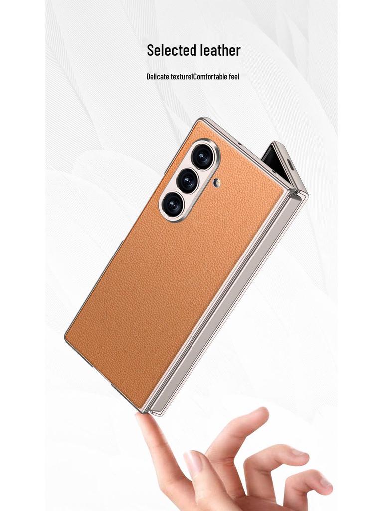Ультратонкий кожаный чехол для Samsung Z Fold7 - Металлическая краска, Однотонный, Интегрированная конструкция корпуса