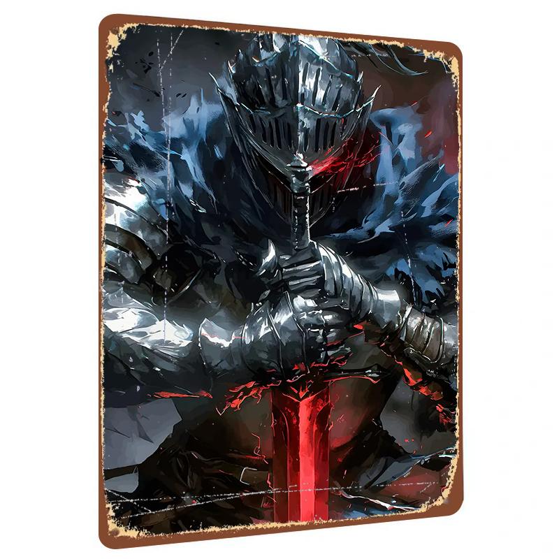Dark Knight Metal Wall Art Medieval Armored Warrior Decorative Painting Living Room Study Decoration
