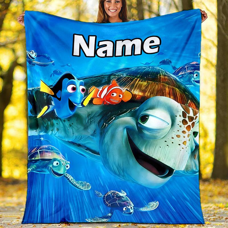 Customizable Nemo Throw Blanket – Personalized Name, All-Season Cozy Snug Blanket, Machine Washable, Personalized Blanket