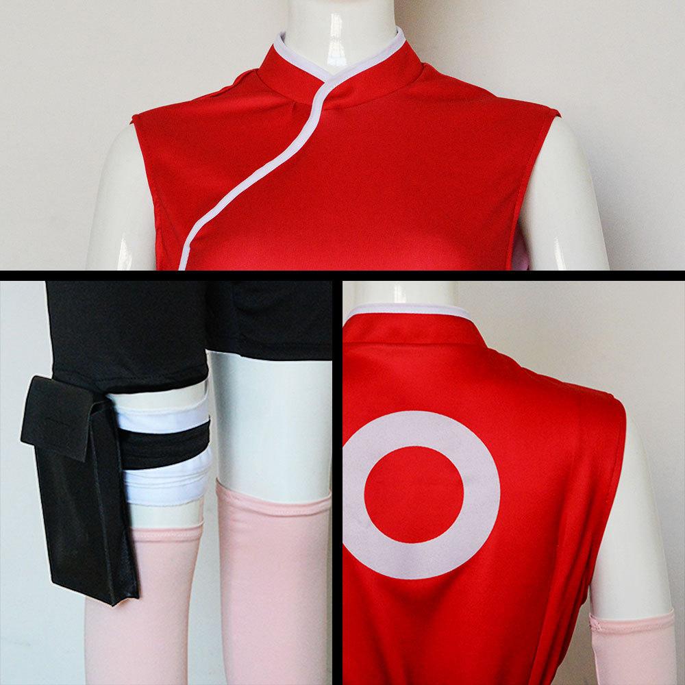 Sakura Haruno Cosplay Costume Shippuden Ninja Outfit for Halloween Party Stage Performance