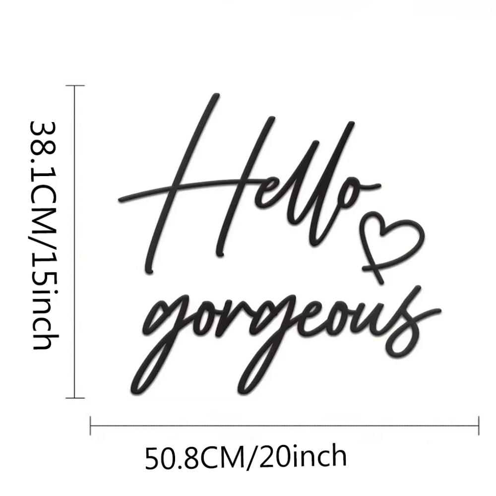 «Hello Gorgeous Sign» Металлический настенный декор — Современный стиль фермерского дома. Красивое настенное искусство. Идеально подходит для любой комнаты. Подвесной декор.