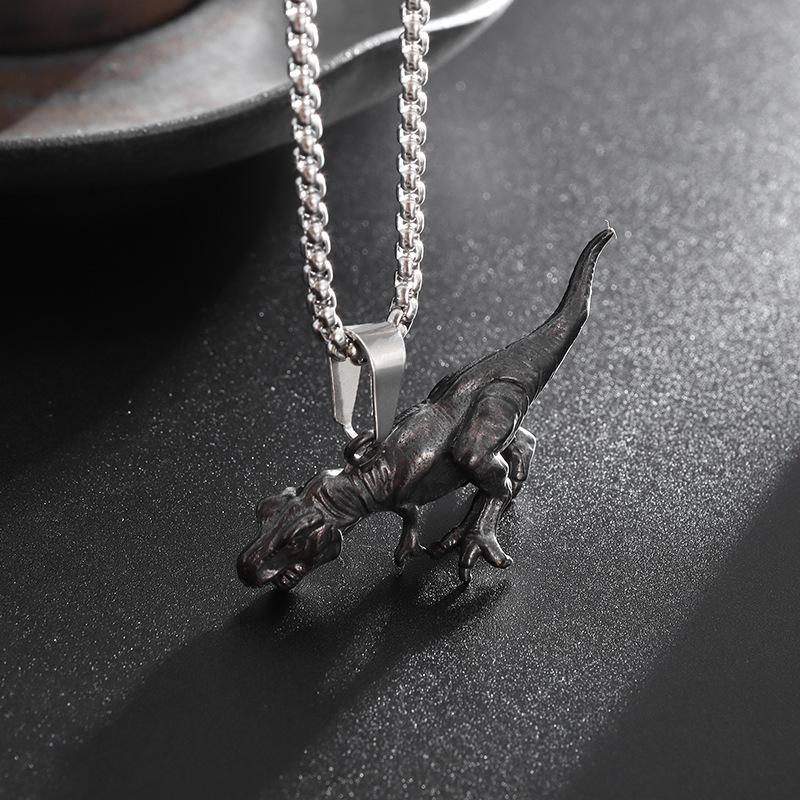Personalized Retro Domineering Dinosaur Titanium Steel Pendant Necklace