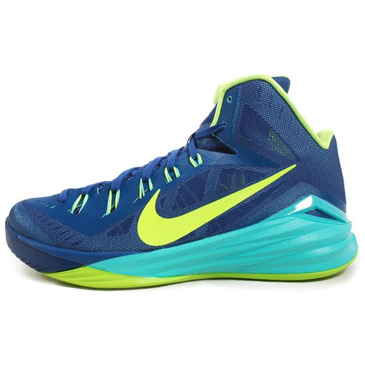 Nike Hyperdunk 2014 Круглый носок Тканевая амортизация Нескользящая Высокие Баскетбольные кроссовки Мужские Синий Желтый 653650-473