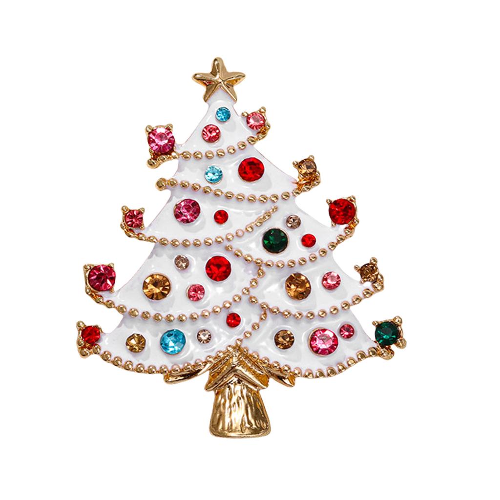 Enamel Christmas Tree Brooch Unique Rhinestones Christmas Tree Snowman Brooch For Women Festival Pin Jewelry