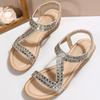 Женские сандалии на танкетке с кристаллами, новые летние туфли на плоской подошве, массивные тапочки, повседневная пляжная обувь, дизайнерская обувь, богемные шлепанцы для прогулок