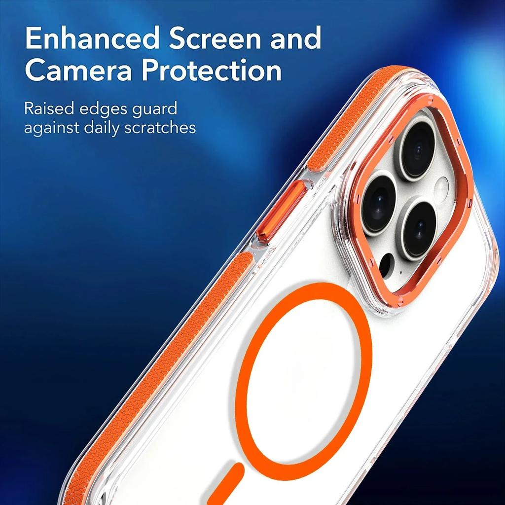 Case for iPhone 16 Pro max Magsafe Wireless Charging Case for iPhone 16 Plus Magnetic Metal Lens Frame Buttons Transparent Cover