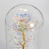 LED eternal pink rose glowing in glass, batteries, proposal, wedding, name day