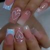 24 PCs Short French Gradient Love Nails with 1 Jelly Gel and 1 Nail File-For Girl Mother Women Gift