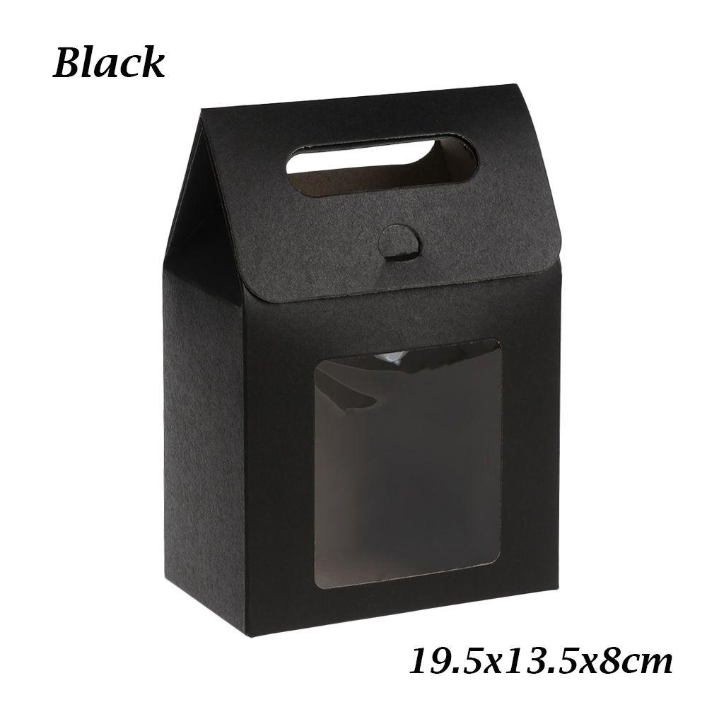 6Pcs Hot Kraft Paper Kids Gift Paper Gift Package Clear PVC Window Candy Wrapping Bag Present Case