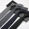 Полосатый галстук Мужской Повседневный Простой Серый Черный Студенческий Тренд Ширина6См Ручная работа