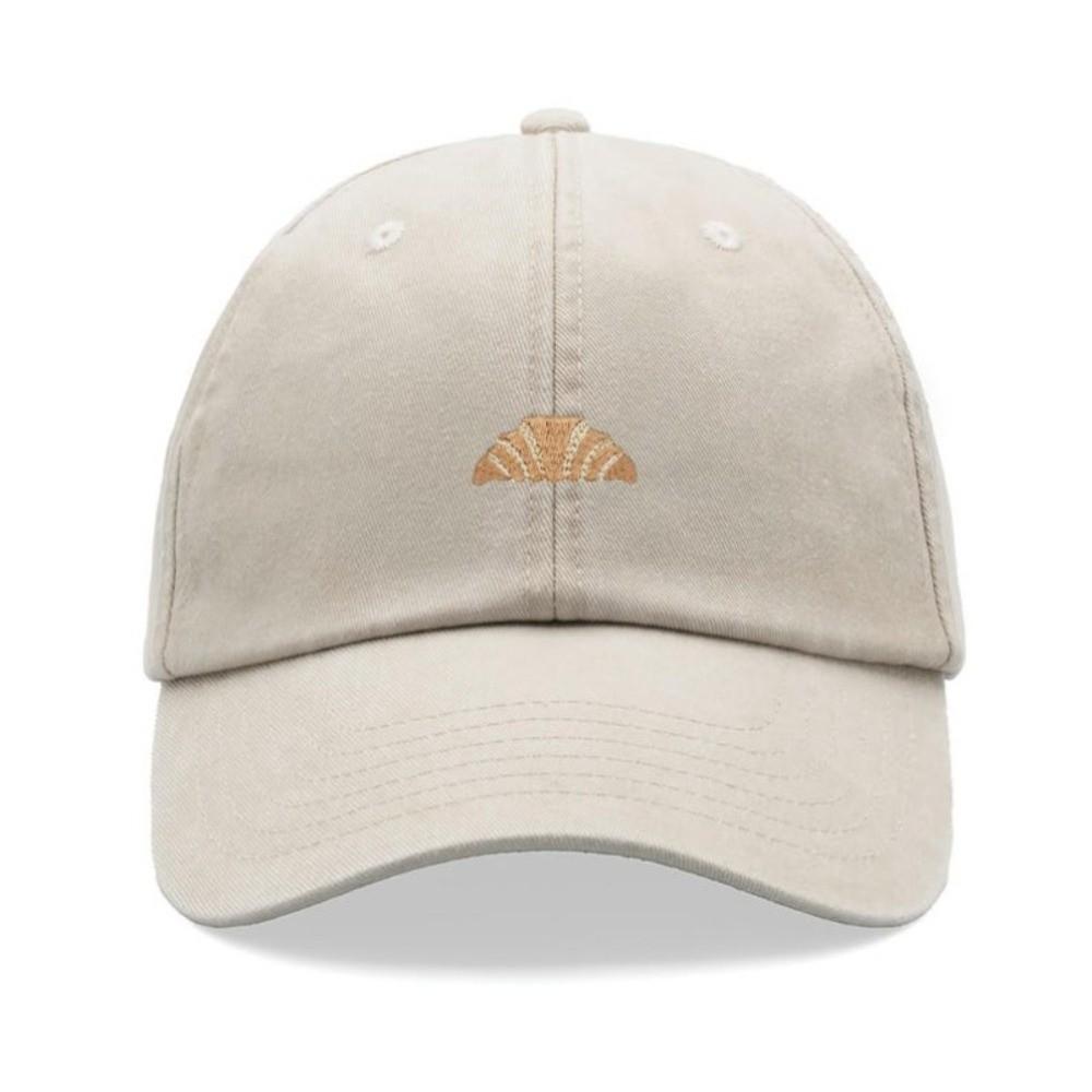 Washed Cotton Croissant Printing Baseball Cap Visor Adjustable Baseball Hats Faded Leisure Sunscreen Hats