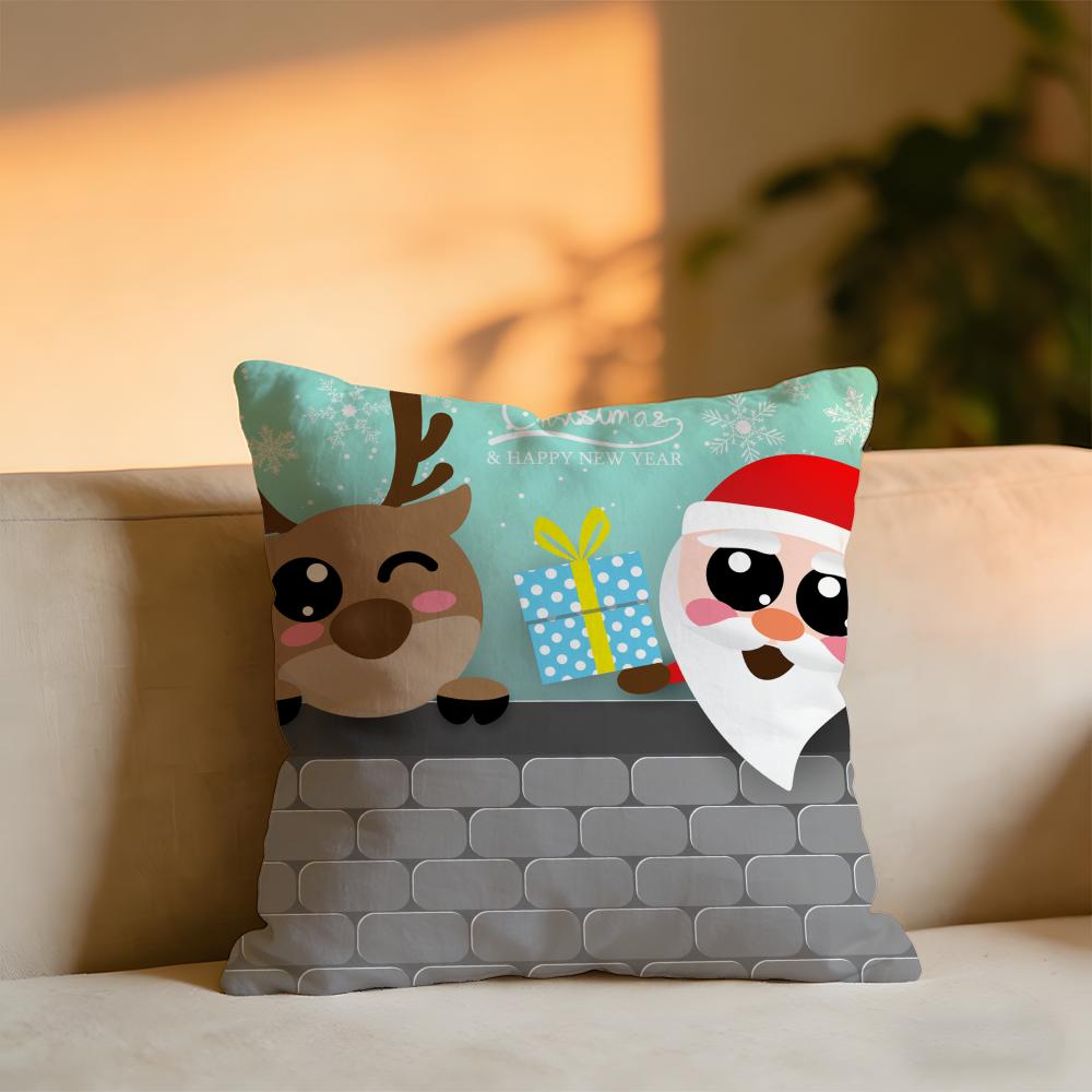 Cute Christmas Cushion Cover Cozy Velvet Throw PillowSoft Warm Cushion For Sofa Bed