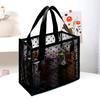 1pc Black Mesh Tote Bag with Heart Decor, Minimalist Cosmetic Storage Handbag for Women, Durable & Lightweight Design, Sturdy White Dots Pattern