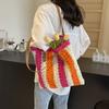 Соломенная сумка большой емкости, женская сумка для подмышек, полосатая сумка-тоут