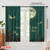 2pcs 2D flat printing Curtain Dragonfly Moon Night Sky Fabric Without Electricity All Season Party & Holiday Decor for Indoor