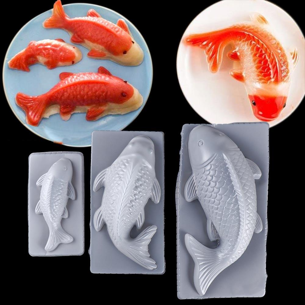 White Carp Shape Easy Demold Sugarcraft PP Material Baking Tool Pudding DIY Jelly Mould Fish Mold