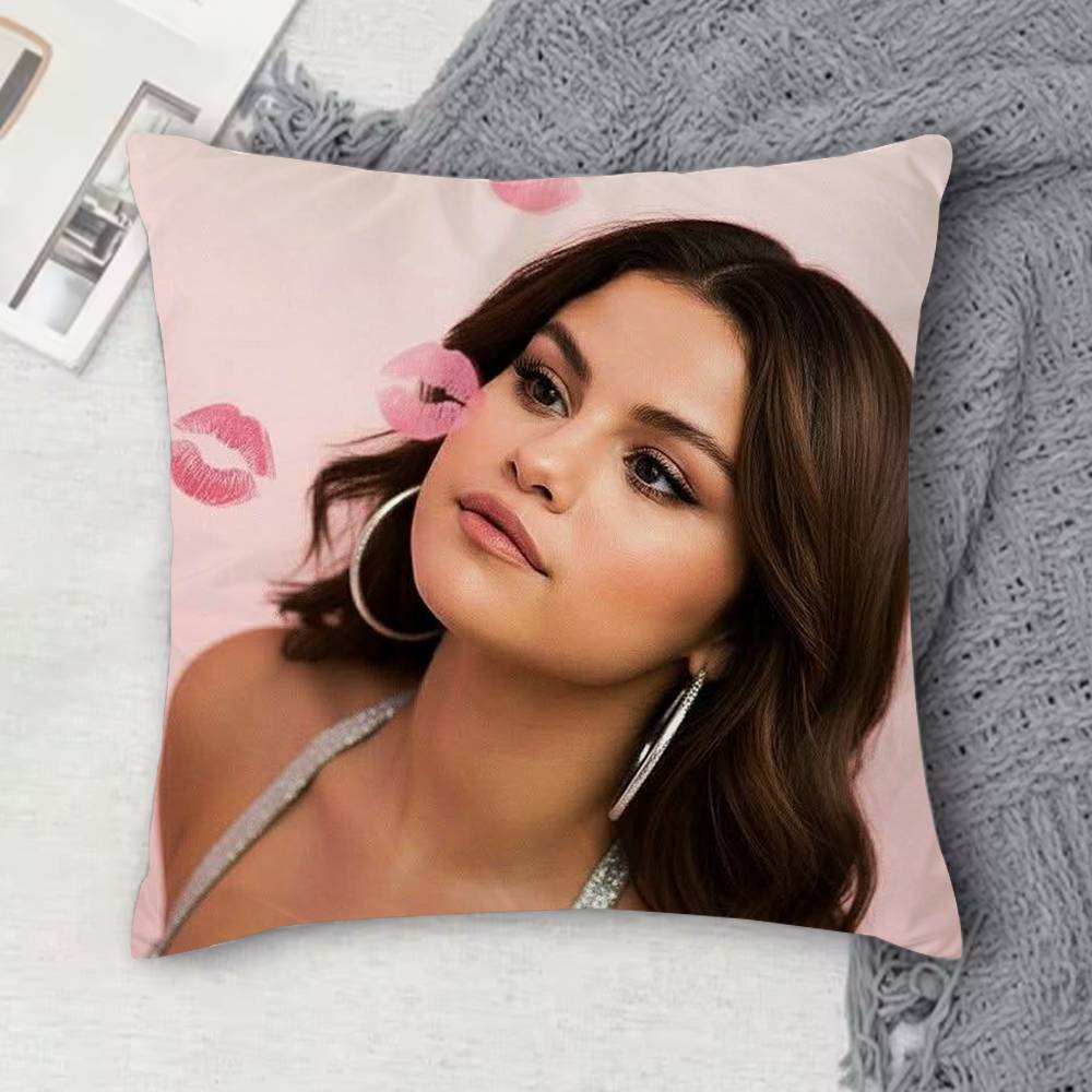 SSelena Gomez Doublesided Printed Square Decorative Cushion Cover for Sofa Living Room Home Decor