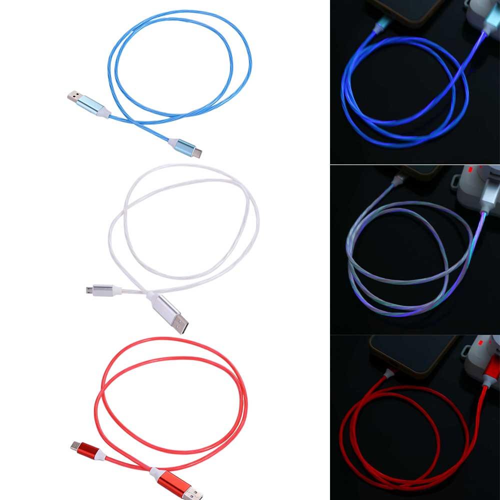 Charging Type C Micro USB Glowing Cable Mobile Phone Charging Cables Charge Wire Type C Data Cord