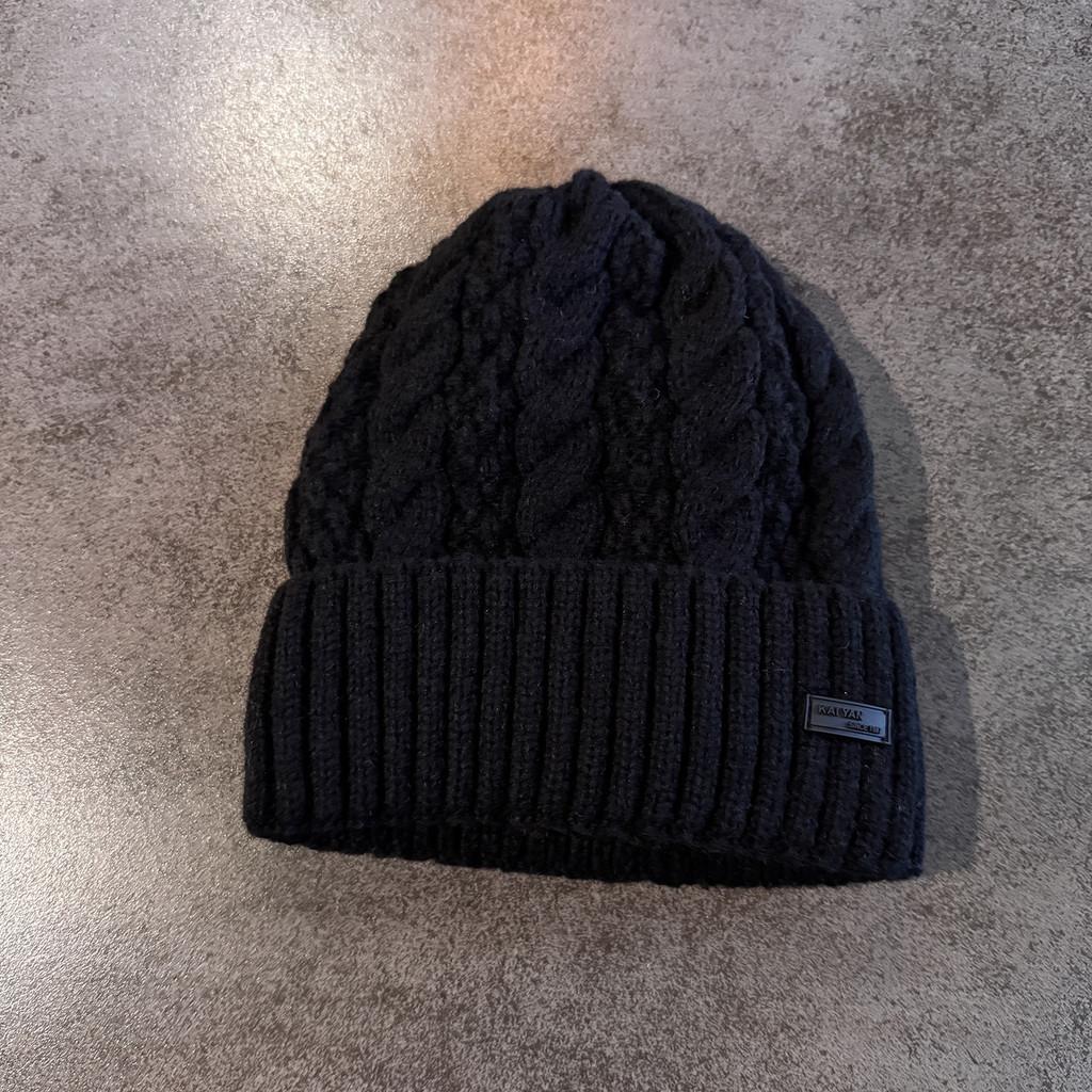Knit Hat For Men With Letters Warm Solid Color For Casual Wear