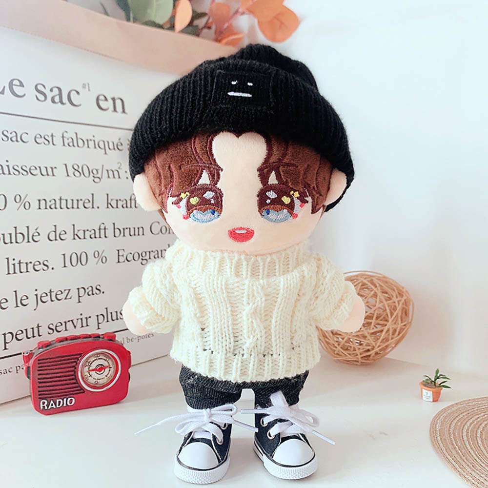 Niannyyhouse Doll Clothes 20cm Dress Up Hat + Sweater + Shorts 3-Piece Set Twisted Sweater for Stuffed Animals Cotton Doll Clothes Doll Baby Clothes